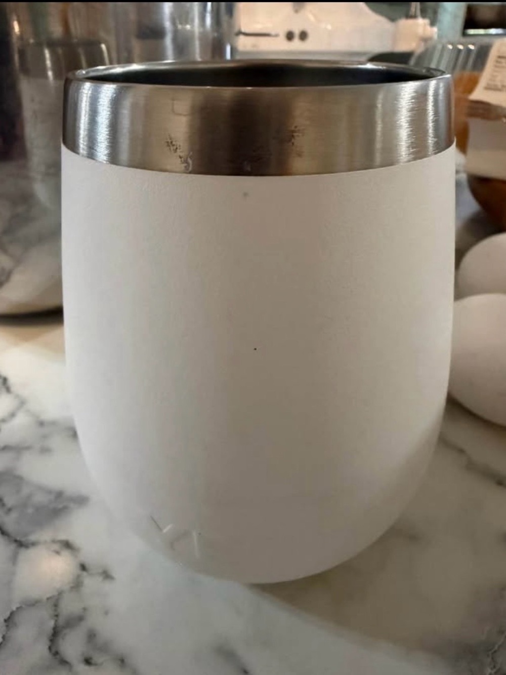 Yeti White and Stainless Steel Insulated Stemless Tumbler